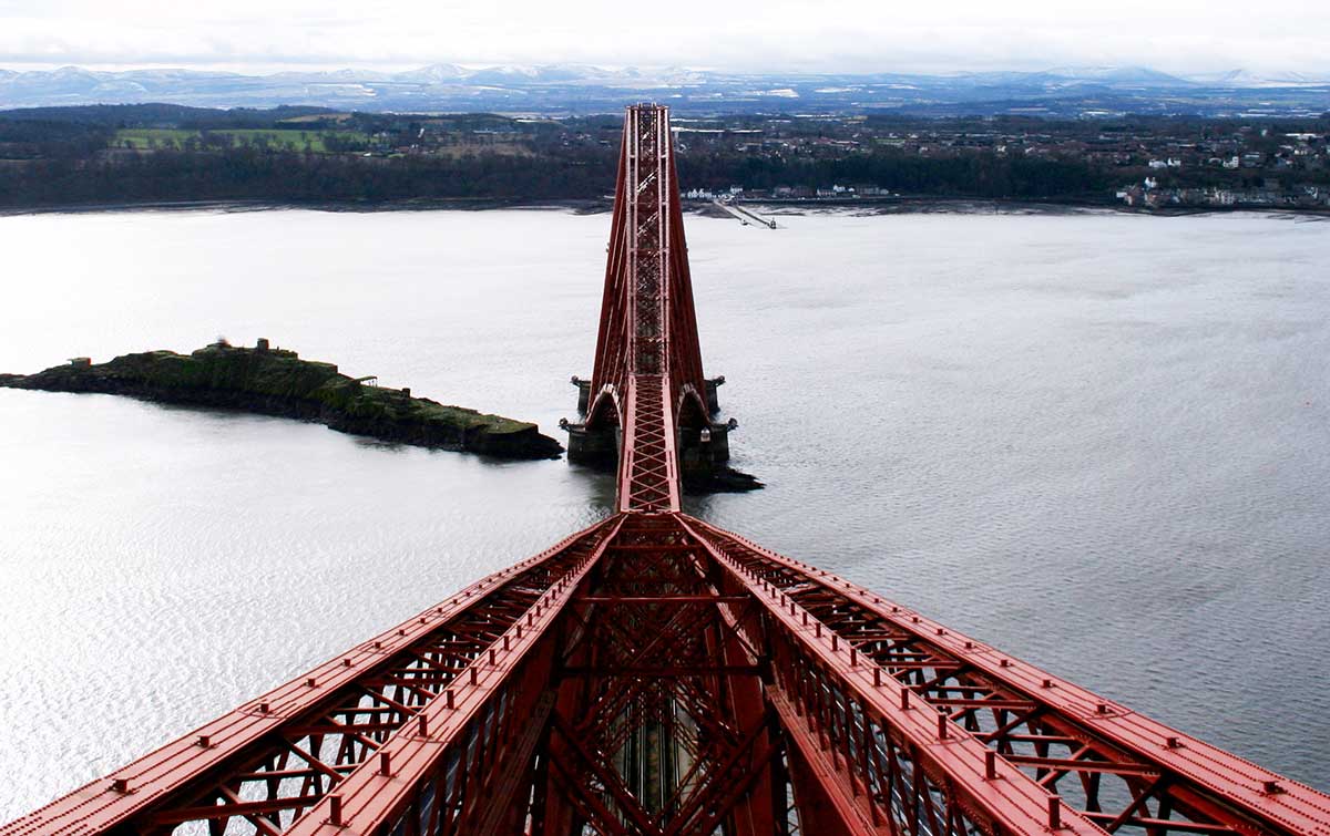 Forth Bridge looking down into Scotland Forth Bridge looking down into Scotland